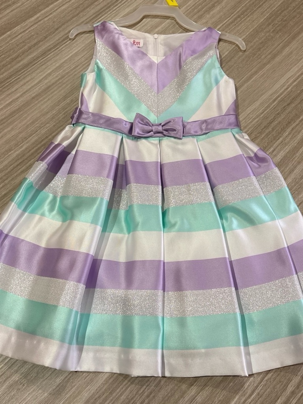 Jessica Ann Lavender, Mint & White Striped Party Dress with Bow